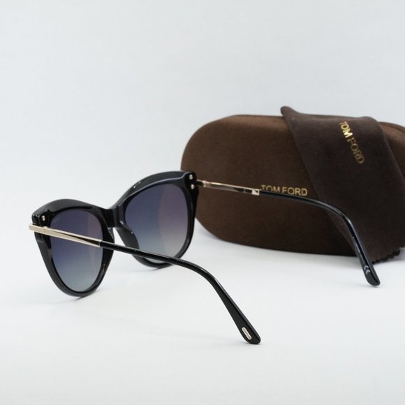 Tom Ford Kira FT0821 01D Cat Eye Sunglasses - Black/Gold/Polarized Smoke main image 6